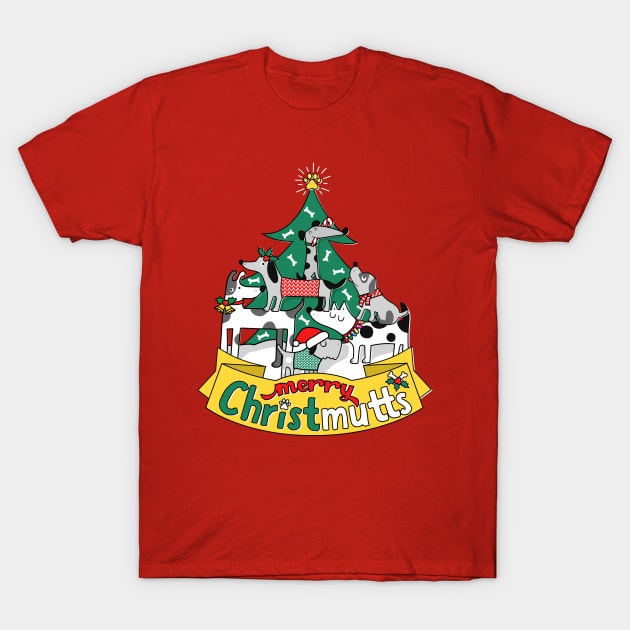 Dog Lover Christmas Tree Cute Merry Christ Mutts T-Shirt by mindeverykind